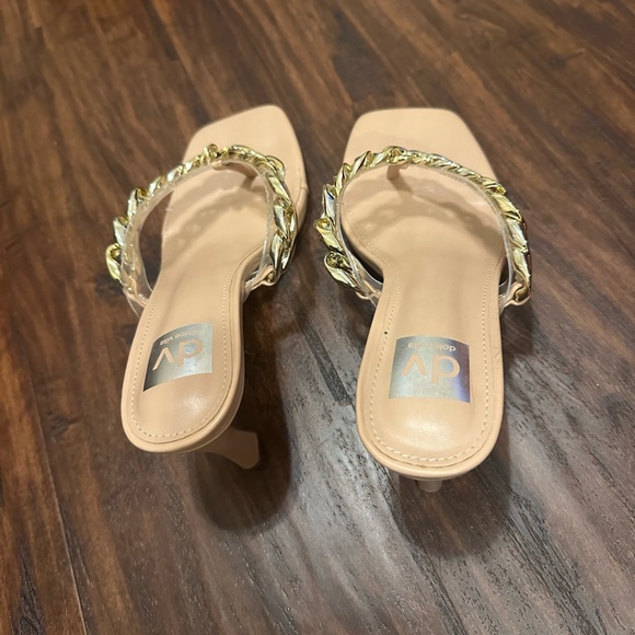 DV by Dolce Vita Player Women's Gold Chain Strap Heels 7.5 - Picture 3 of 5